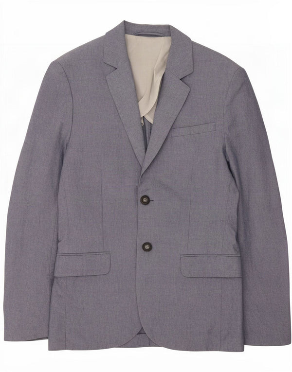 Jaqueta blazer masculina de 2 botões Jack Wills Reino Unido 34 XS Azul Algodão