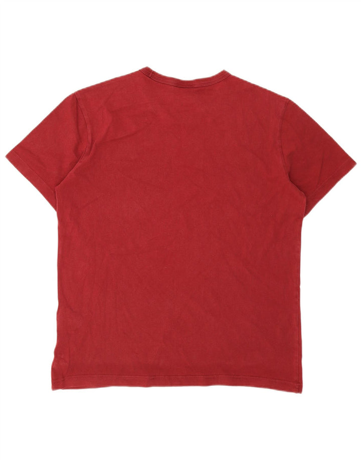 Campeão Mens Graphic T-Shirt Top Médio Algodão Vermelho