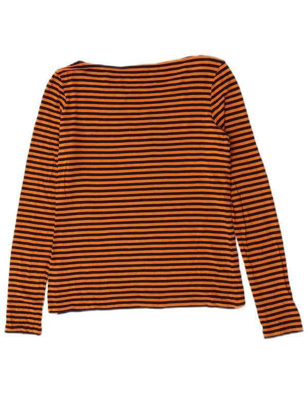 Top feminino Hobbs de manga comprida UK 12 viscose listrada laranja média