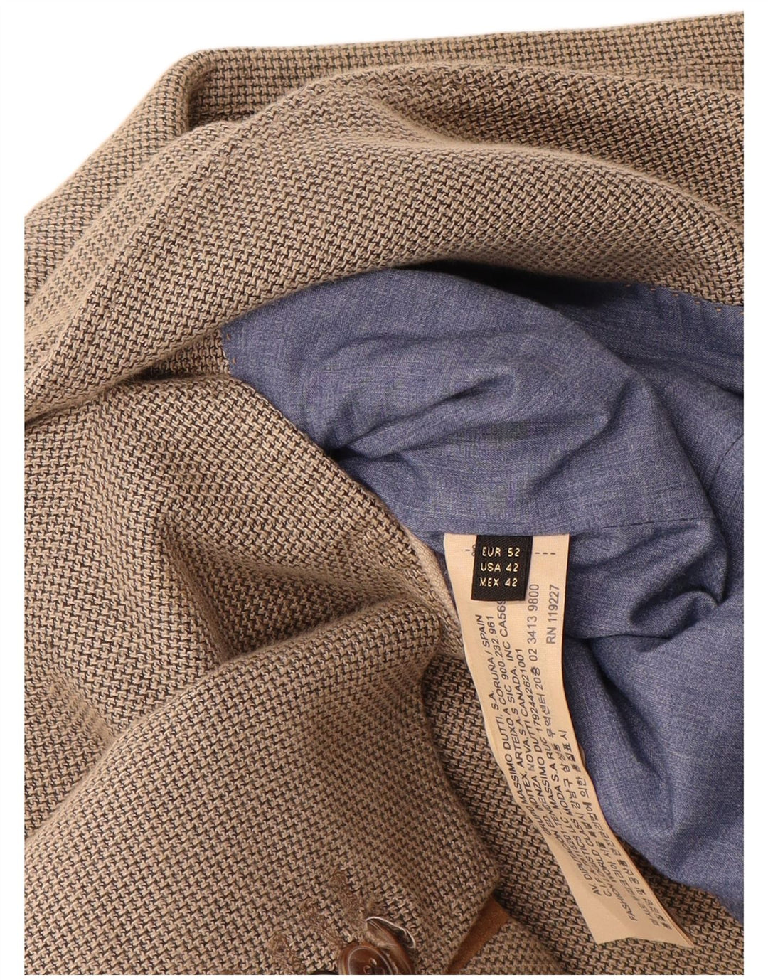 Jaqueta blazer masculina de malha com 2 botões Massimo Dutti EU 52 grande algodão bege