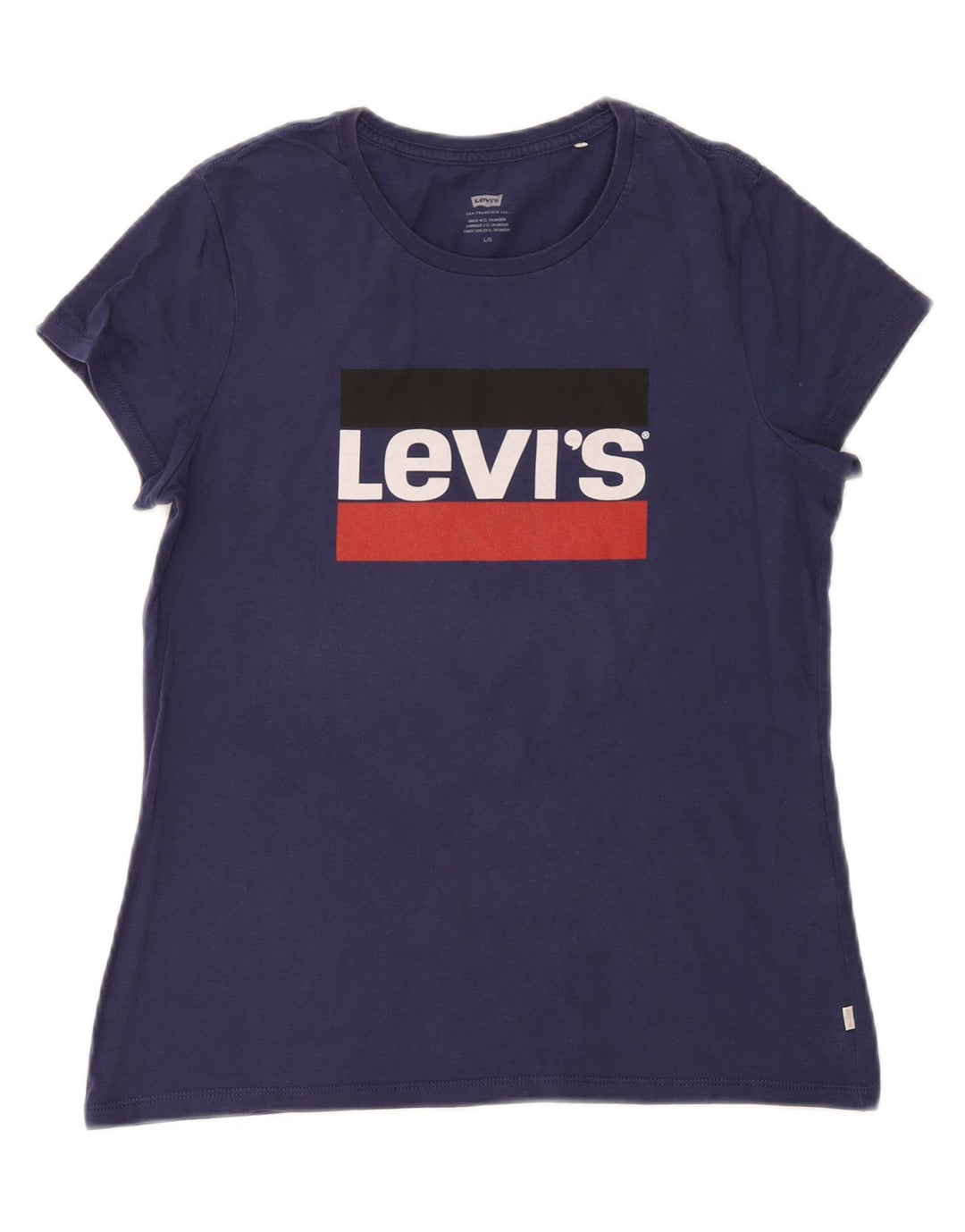 Camiseta feminina gráfica Levi's Top UK 14 grande algodão azul marinho