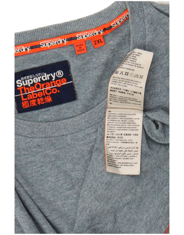 Camiseta masculina SUPERDRY Top 2XL algodão manchado azul