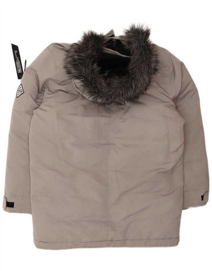 Jaqueta masculina acolchoada com capuz HOLLISTER UK 40 poliéster cinza grande