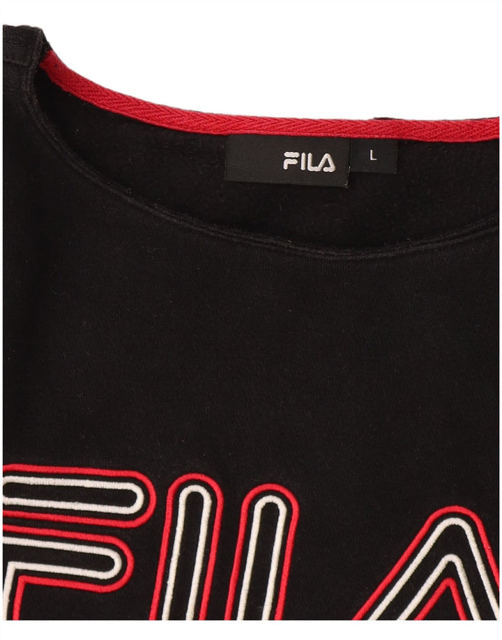 Fila Womens Crop Graphic Moletom Jumper Reino Unido 16 Grande Preto
