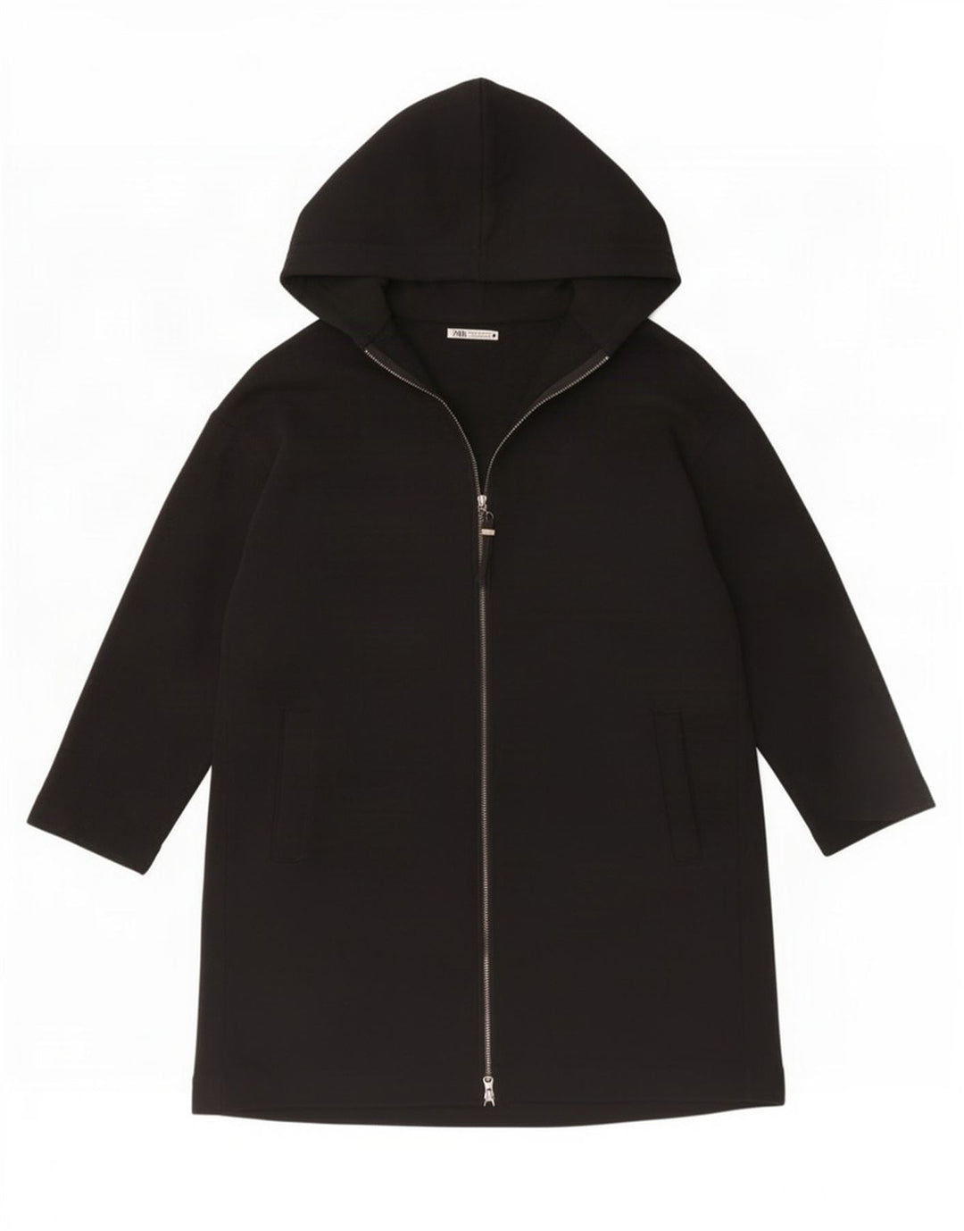 Suéter cardigã feminino Zara Longline oversized Reino Unido 14 algodão preto médio