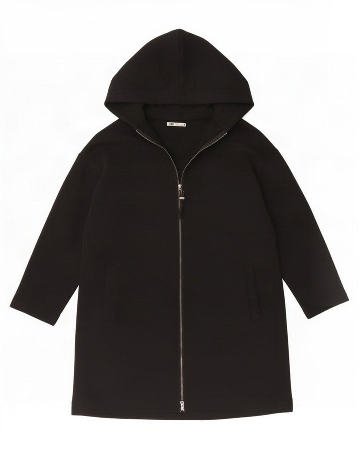 Suéter cardigã feminino Zara Longline oversized Reino Unido 14 algodão preto médio