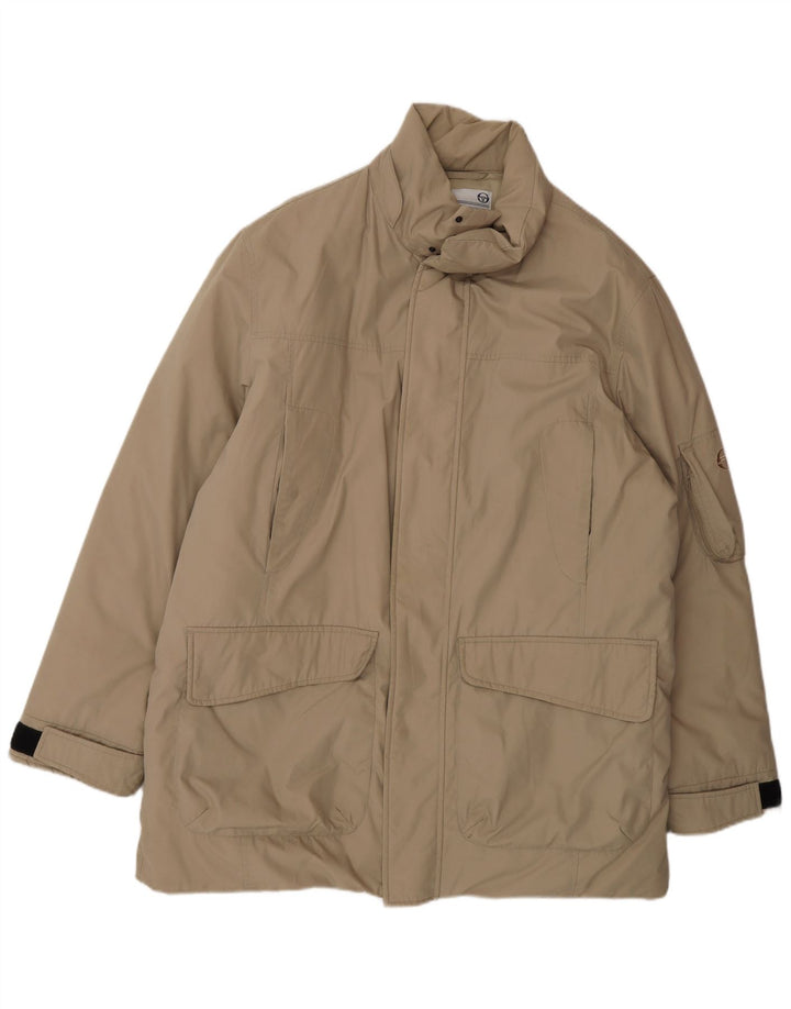 Casaco corta-vento masculino Sergio Tacchini UK 40 grande poliéster bege
