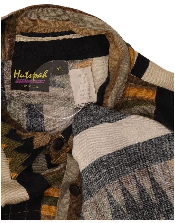 Camisa masculina Hutspah XL Rayon geométrico multicolorido