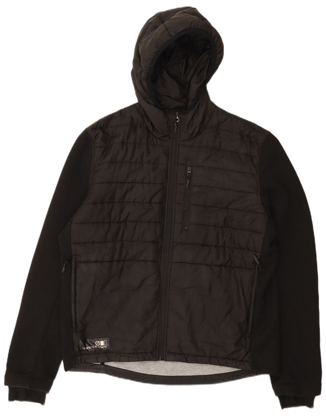 Jaqueta acolchoada com capuz masculina Zara UK 40 grande algodão preto