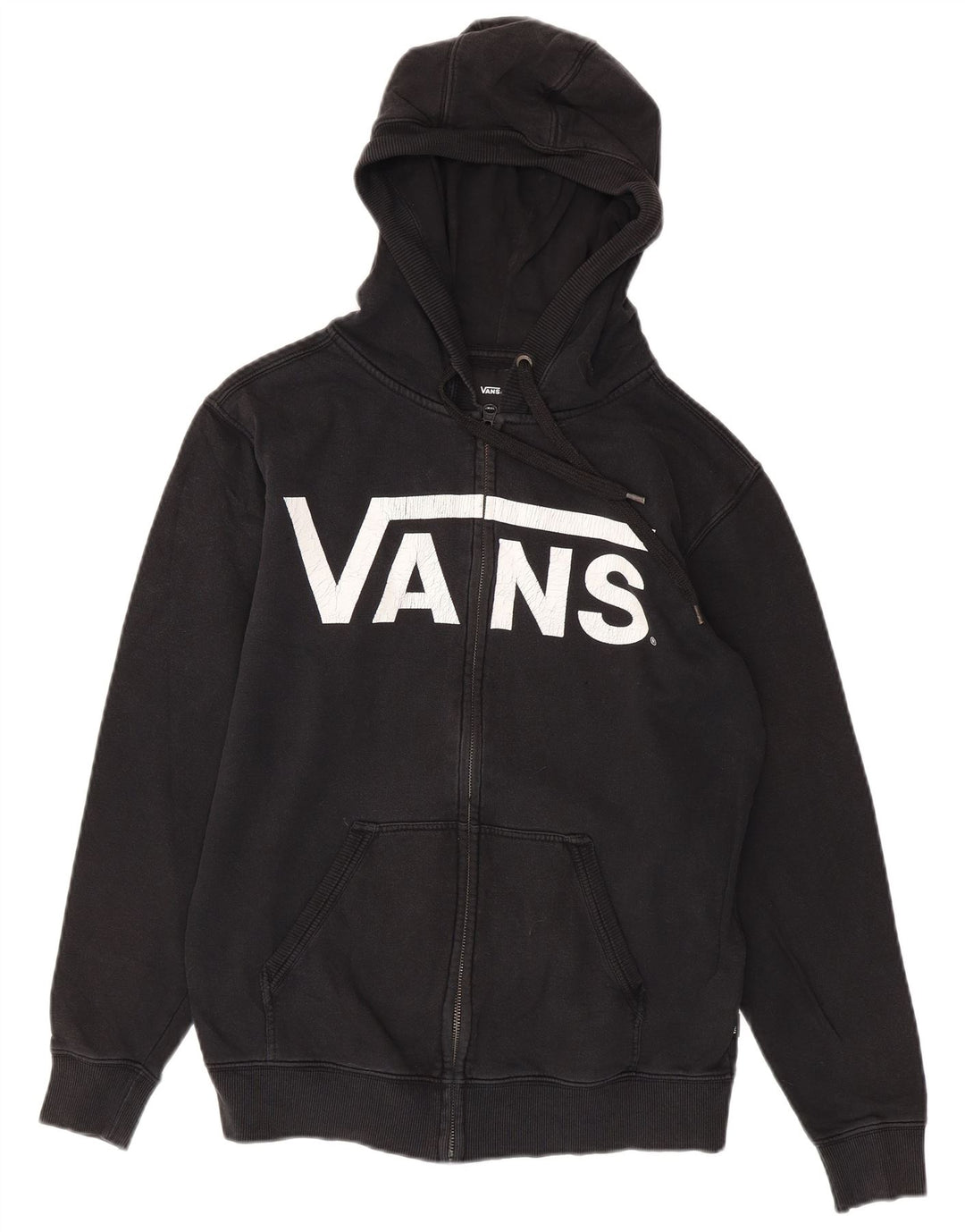 Suéter VANS masculino com capuz e zíper gráfico XS preto algodão