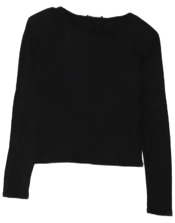 Zara Womens Crop Top Manga Longa Reino Unido 10 Pequeno Preto