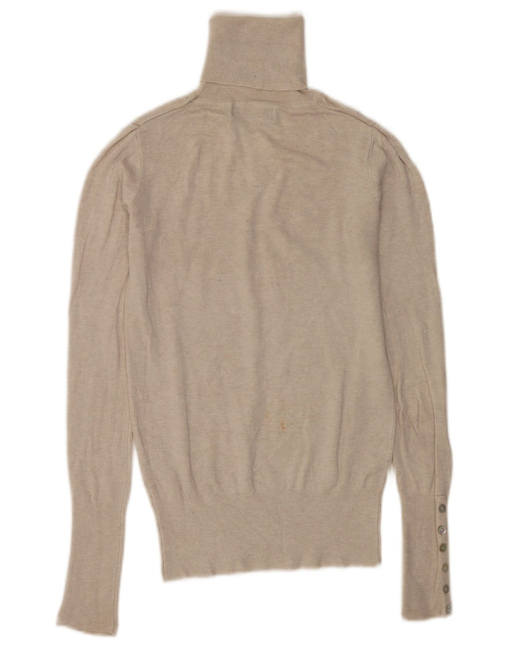 Suéter feminino Zara com gola redonda, Reino Unido 10 pequeno rayon bege
