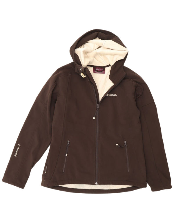 Jaqueta corta-vento feminina com capuz Mountain Warehouse Reino Unido 14 grande marrom