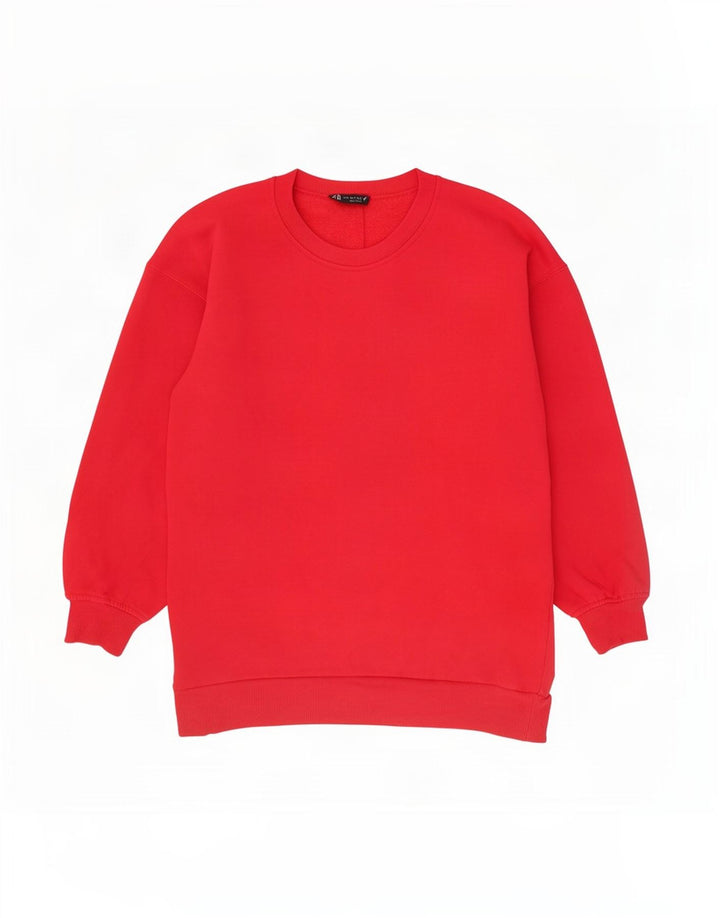 Zara moletom feminino oversized jumper UK 10 pequeno algodão vermelho