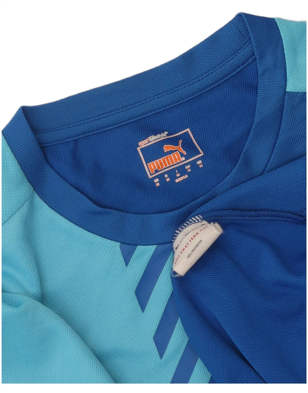 Camiseta masculina Puma Top médio azul colorblock poliéster