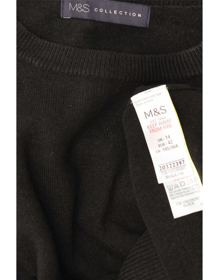 Suéter feminino Marks & Spencer com gola redonda Reino Unido 14 acrílico preto médio