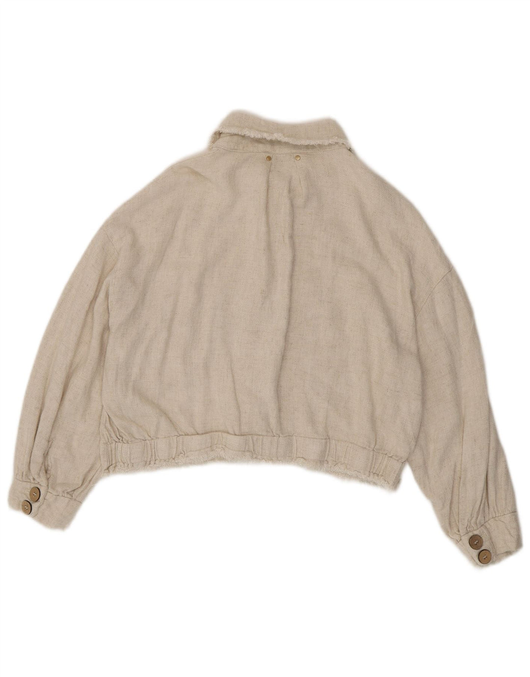 Zara Womens Crop Shirt Jacket UK 14 Médio Bege Viscose