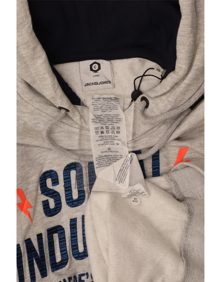 JACK & JONES Mens Graphic Hoodie Jumper XS Grey Cotton Vintage Jack & Jones and Second-Hand Jack & Jones from Messina Hembry 