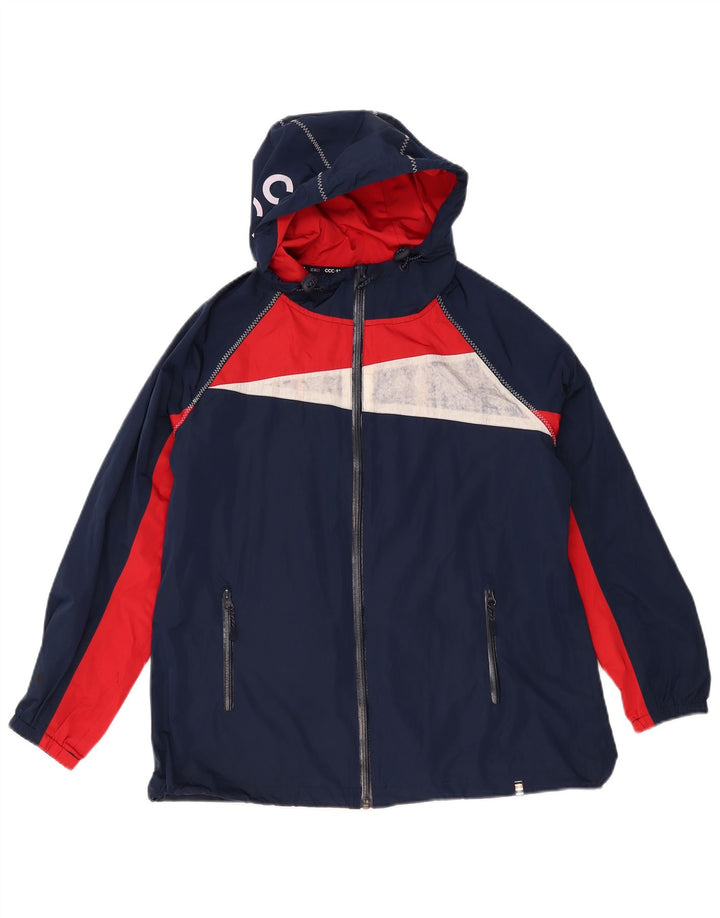Jaqueta de chuva feminina gráfica Crew Clothing UK 12 médio azul marinho colorblock
