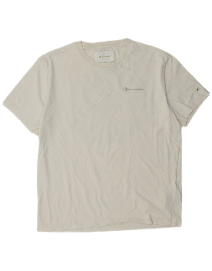 CAMPEÃO Camiseta masculina gráfica grande algodão branco