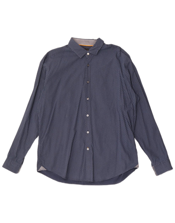 Camisa masculina Hugo Boss XL azul marinho floral algodão