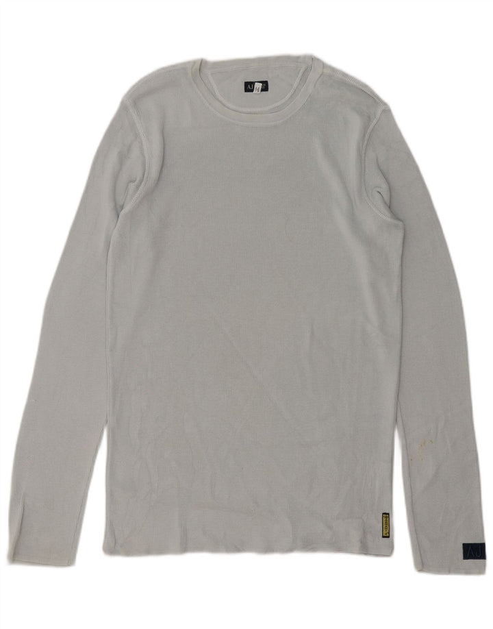 Armani Jeans Top masculino manga comprida grande algodão cinza