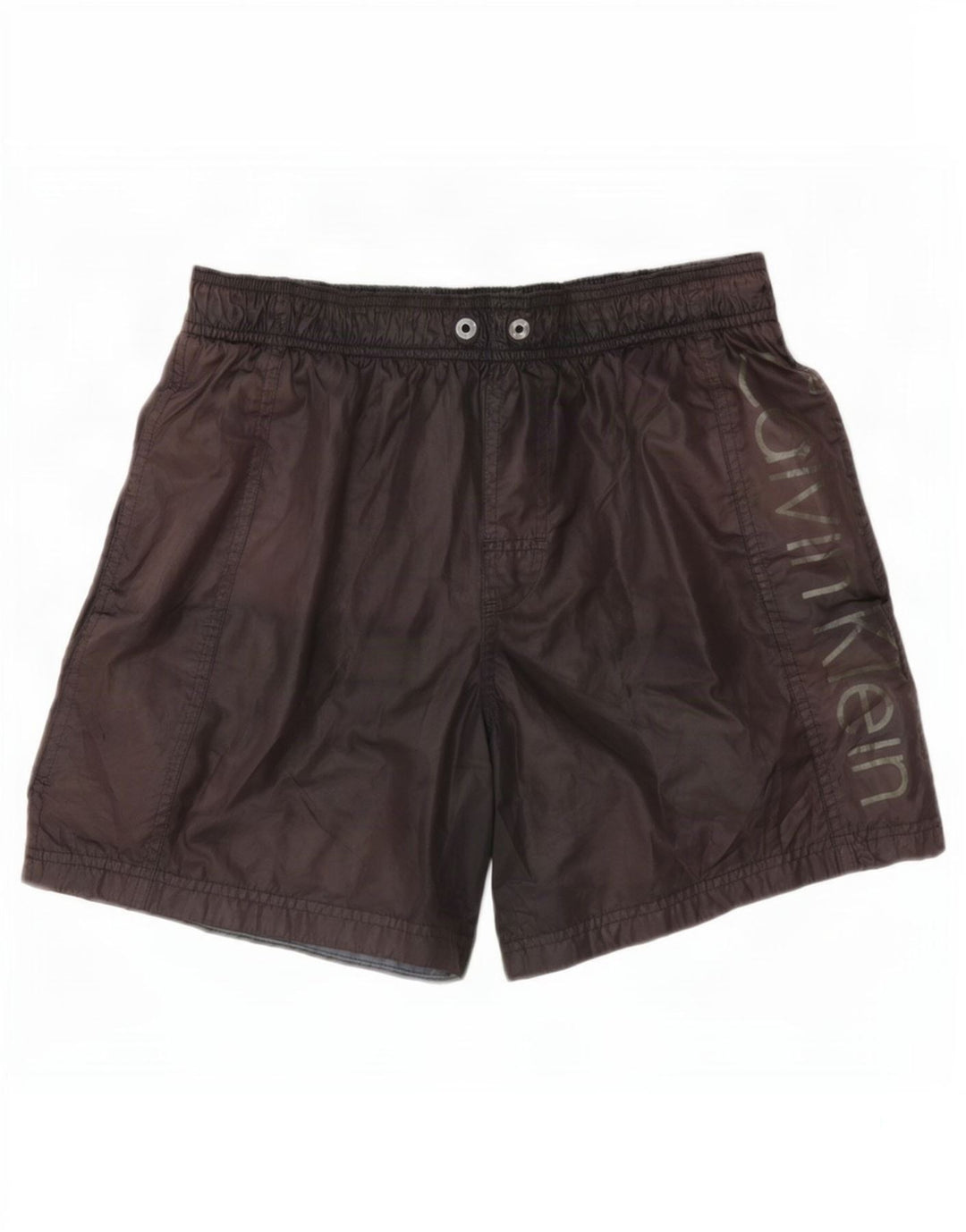 Shorts de natação masculino Calvin Klein gráfico pequeno marrom poliéster
