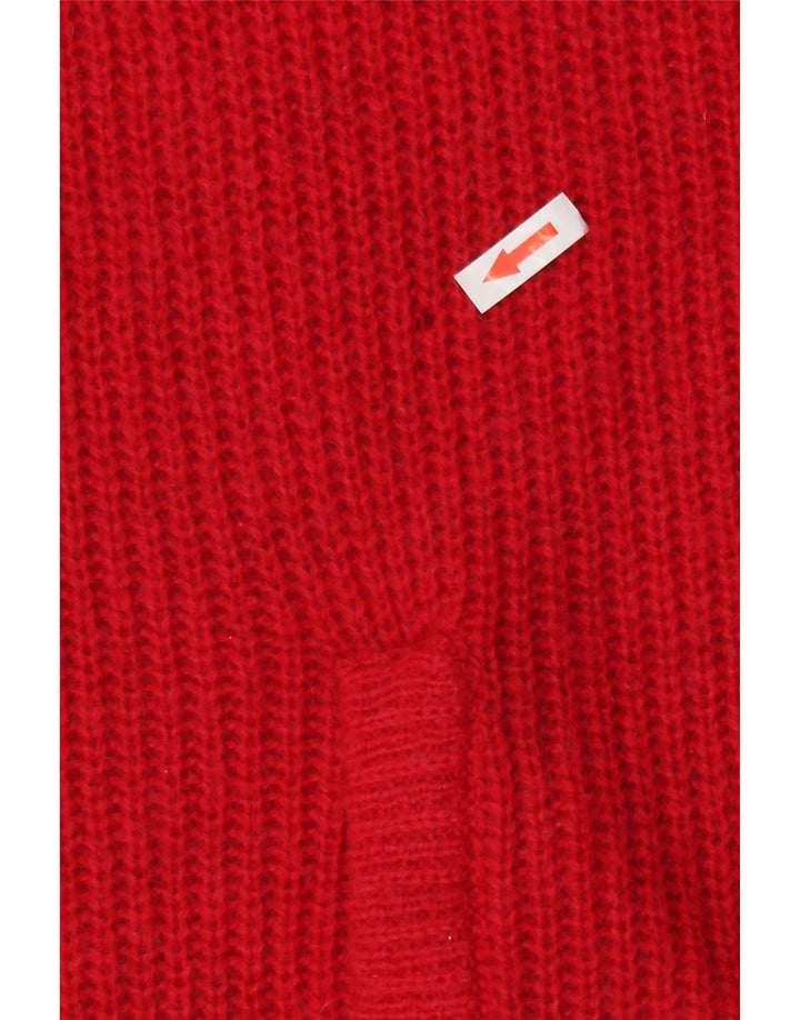Suéter Cardigan Feminino Vintage Reino Unido 16 Grande Vermelho