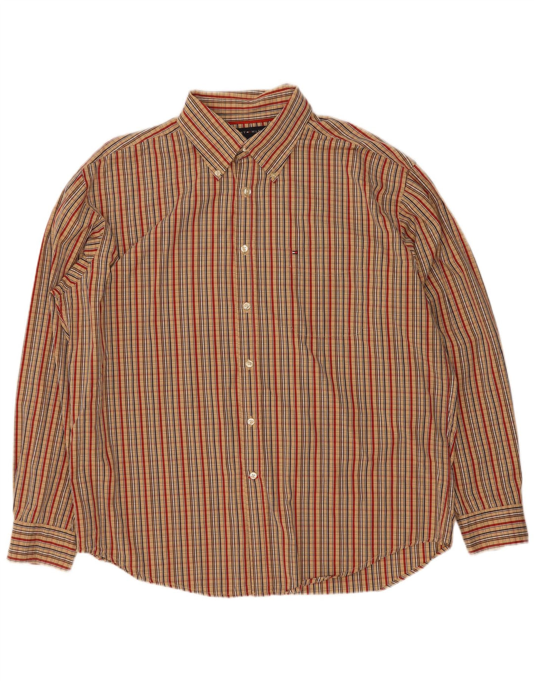 Camisa masculina Tommy Hilfiger XL algodão xadrez bege