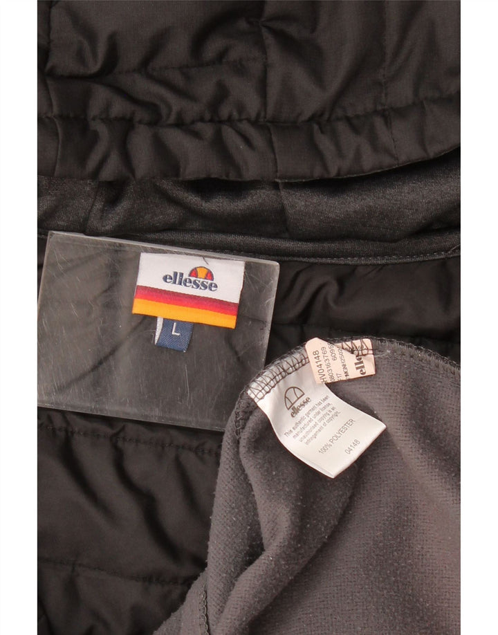 Ellesse Suéter masculino com capuz e zíper grande cinza colorblock poliéster
