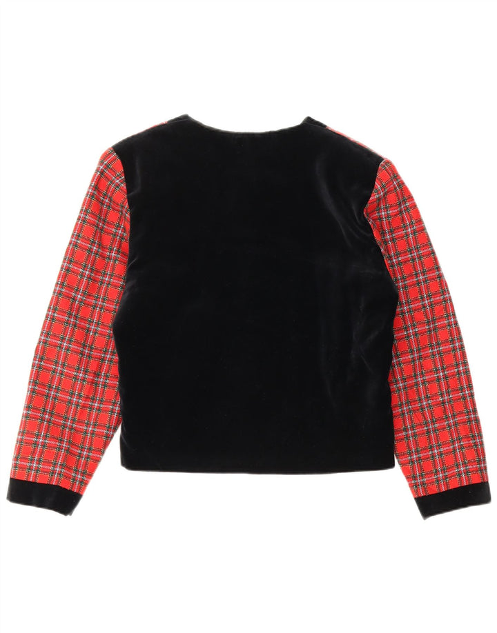 Jaqueta bomber feminina vintage IT 40 pequena lã xadrez vermelha