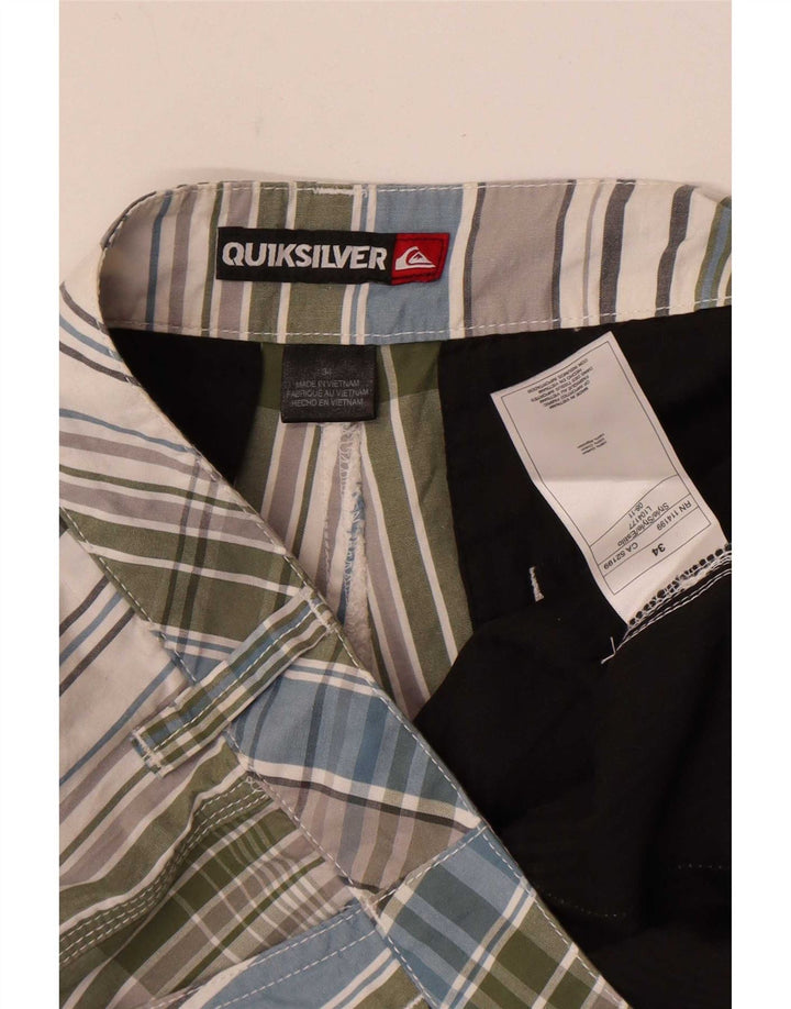 Quiksilver Mens Chino Shorts W34 Grande Algodão Xadrez Multicolorido