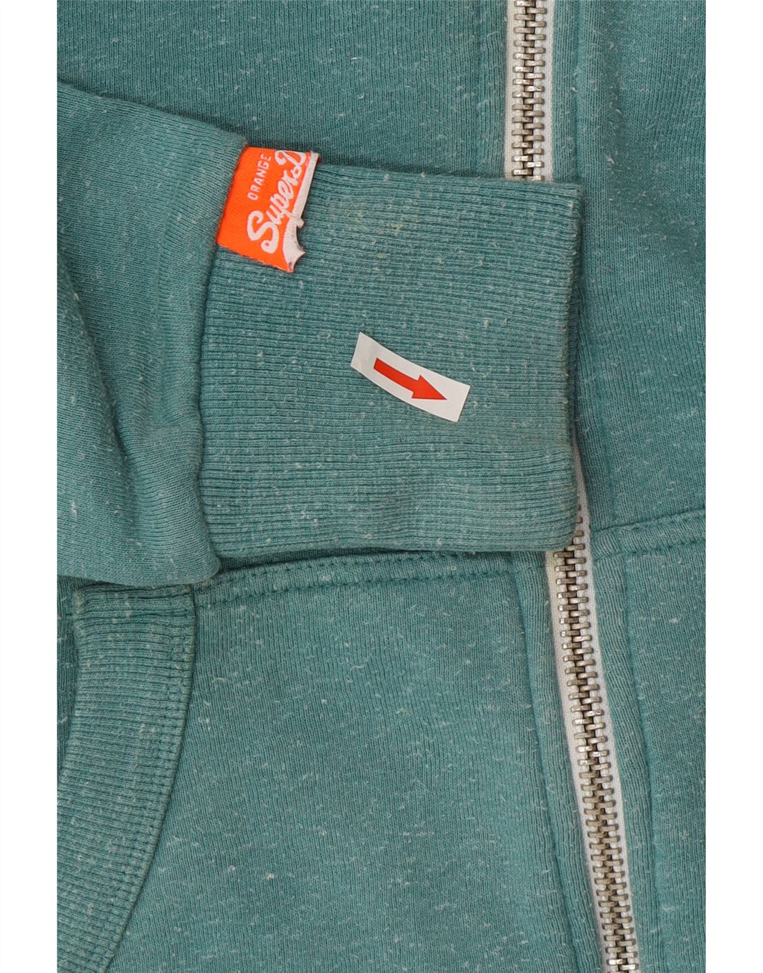 Suéter masculino Superdry com capuz e zíper, algodão manchado verde médio