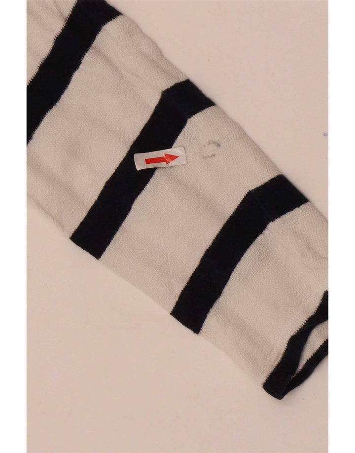 Top feminino Marks & Spencer manga comprida Reino Unido 12 algodão listrado branco médio