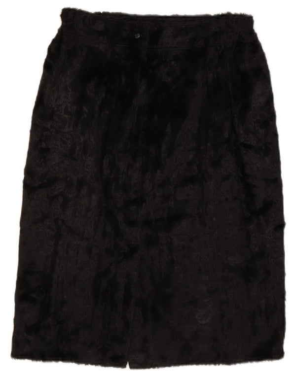 Saia reta de veludo feminina vintage pequena W26 preta