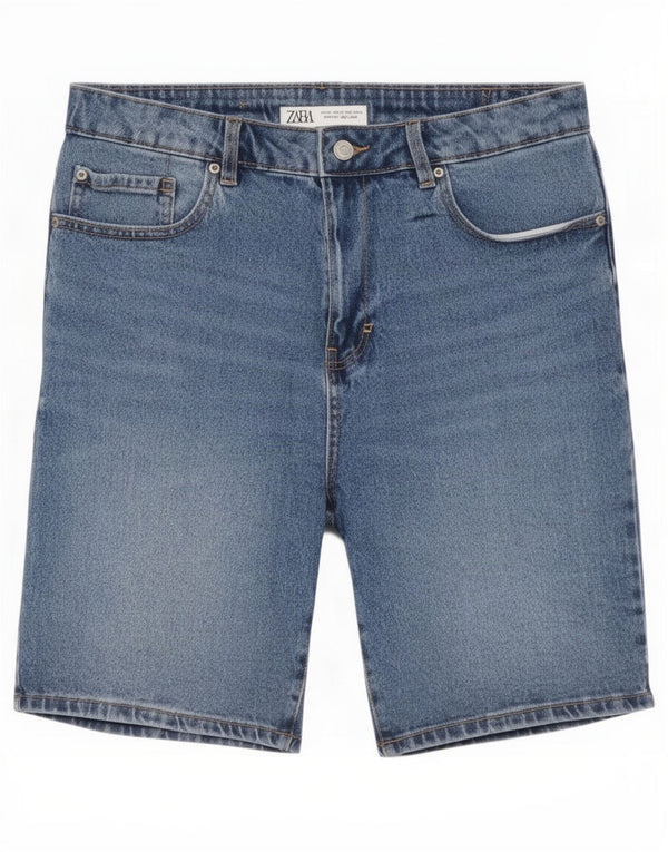 Zara Mens Denim Shorts EU 42 Grande W32 Azul Algodão