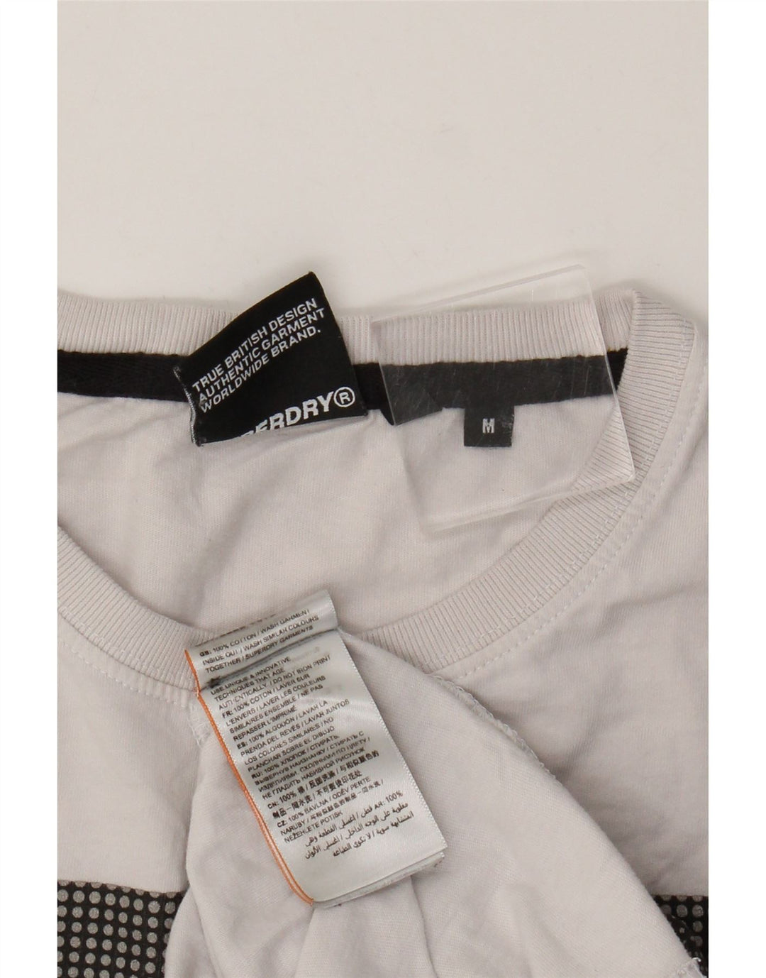 Camiseta gráfica masculina Superdry Top médio algodão branco