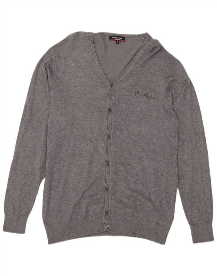 Suéter cardigã masculino Pierre Cardin grande viscose cinza