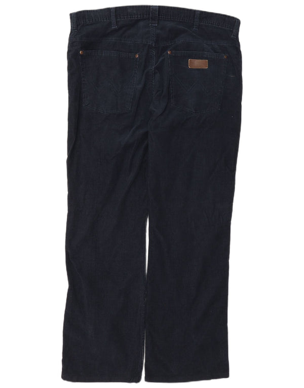 Calça masculina Wrangler Roxboro reta de veludo W36 L32 algodão azul marinho