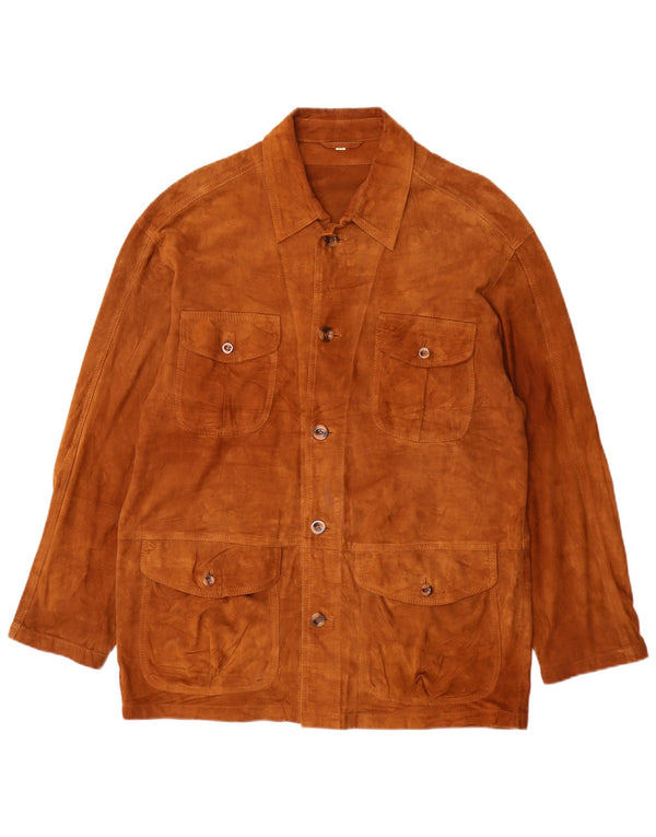 Jaqueta masculina vintage de camurça IT 50 grande bege
