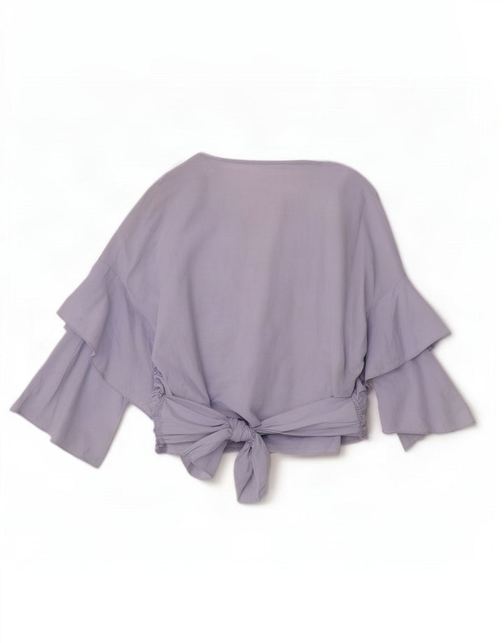 Blusa feminina Zara com manga 3/4 e manga 3/4 Reino Unido 10 pequena azul