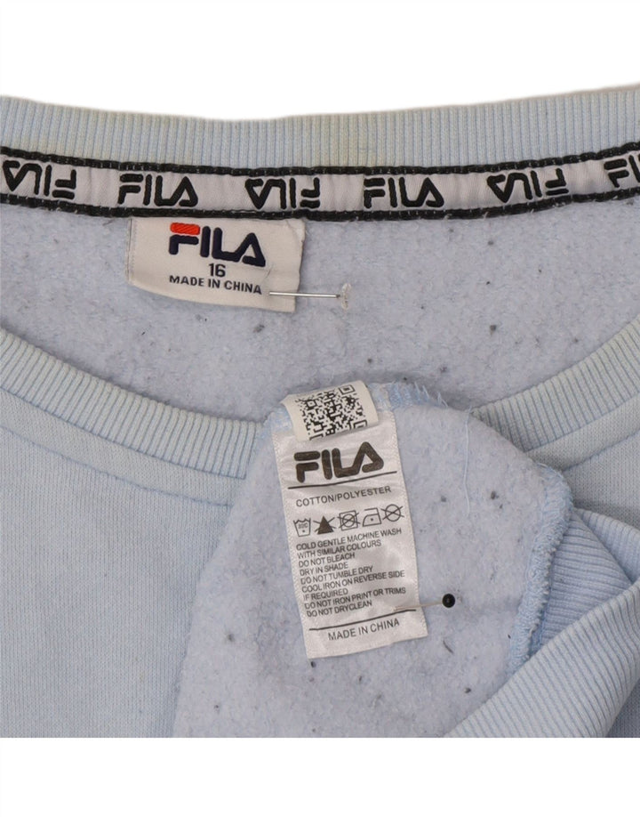 Fila moletom feminino oversized crop gráfico jumper UK 16 grande azul