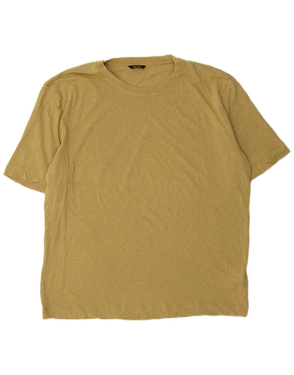 Camiseta feminina Massimo Dutti Top UK 20 2XL linho amarelo