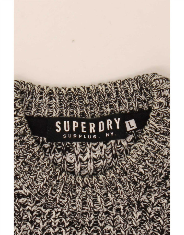 Suéter masculino Superdry com gola redonda grande cinza manchado