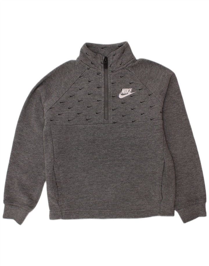 Suéter Nike Boys Graphic Zip Neck 5-6 anos cinza médio algodão