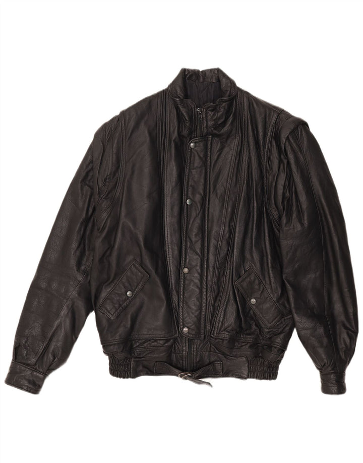 Jaqueta de couro masculina vintage UK 40 grande couro preto