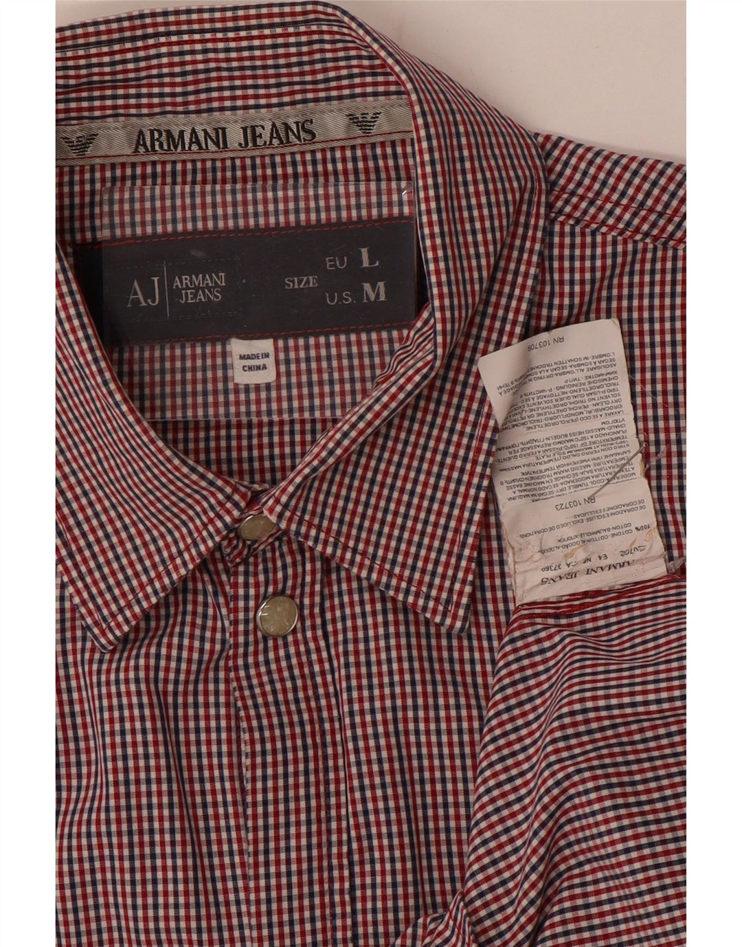ARMANI JEANS Camisa masculina média de algodão xadrez multicolorido