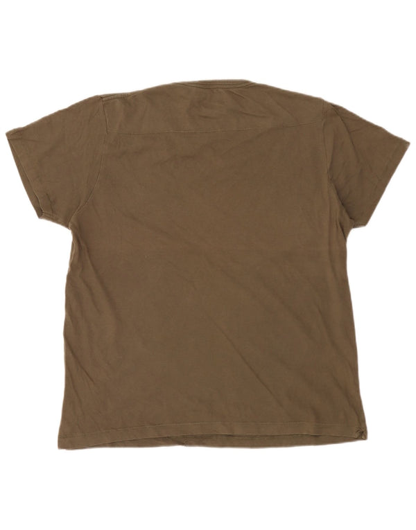 Camiseta masculina French Connection Top grande algodão colorblock cáqui