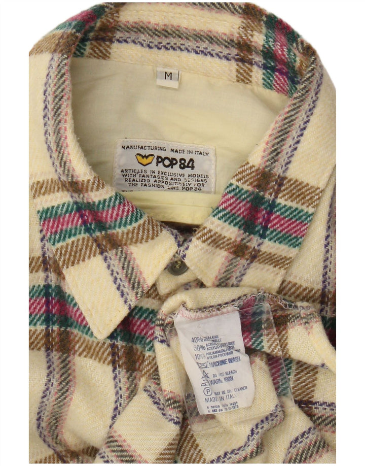 Camisa masculina de flanela xadrez POP 84 de lã xadrez amarela média