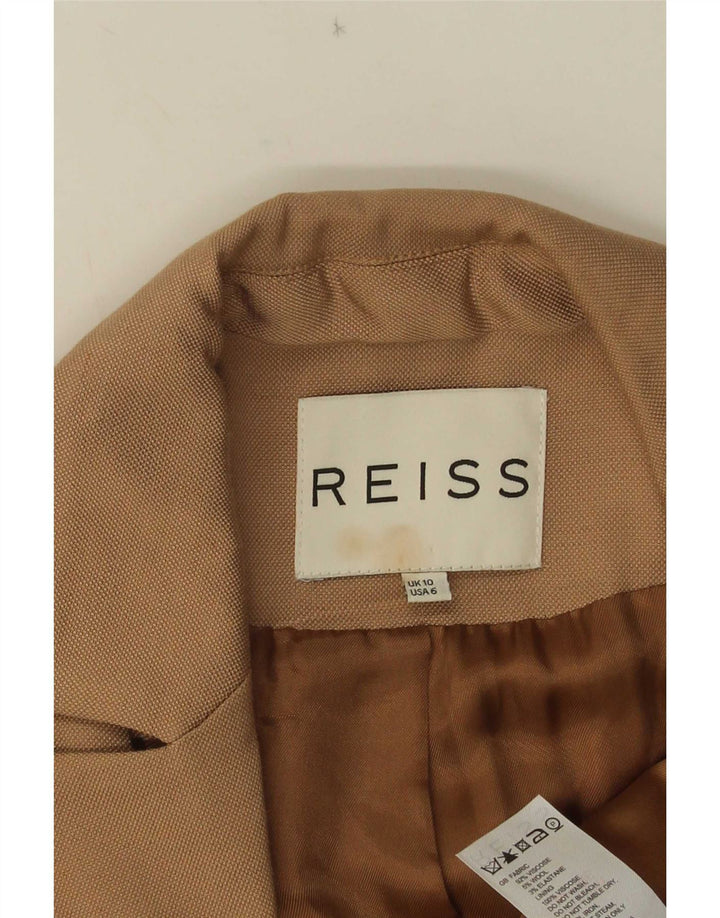 Jaqueta Blazer Feminina Reiss com 1 Botão Reino Unido 10 Viscose Bege Pequena